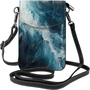 Trendy mini WITHIN THE TIDES print crossbody cell phone bag for women,everyday use and travel handbag