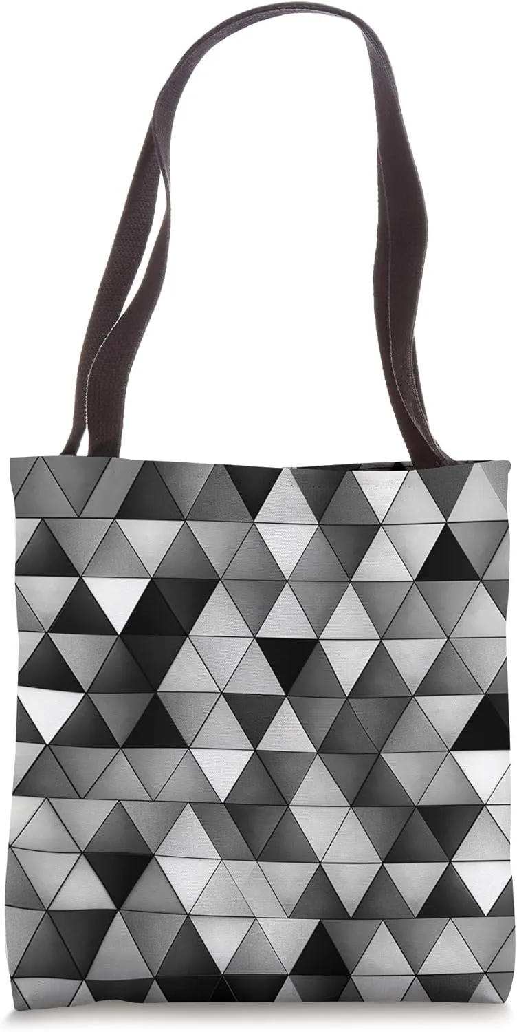 Triangle Polygon Black & White Geometric Tote Bag