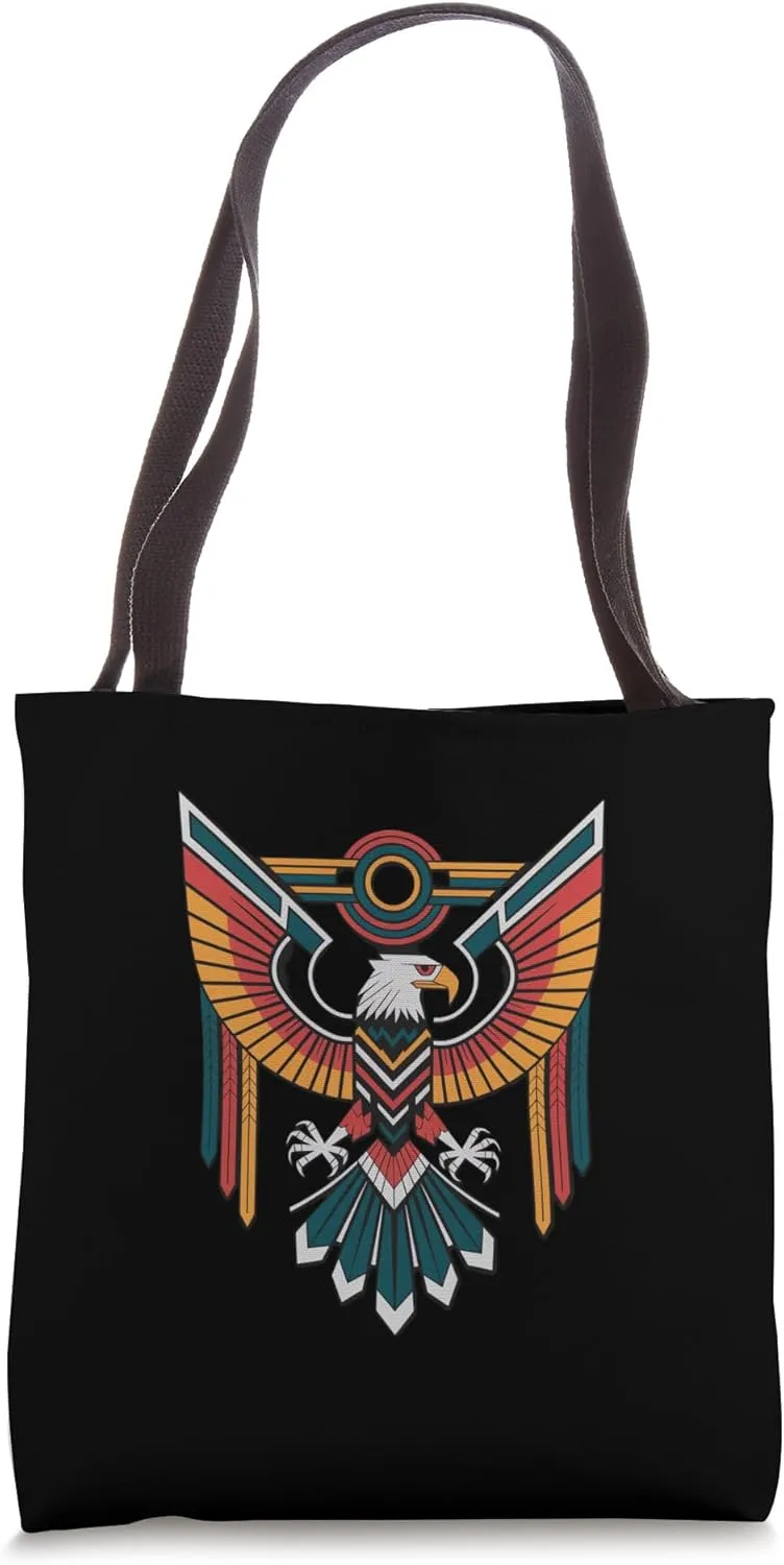 Tribal Eagle Emblem With Geometric Pattern Tote Bag