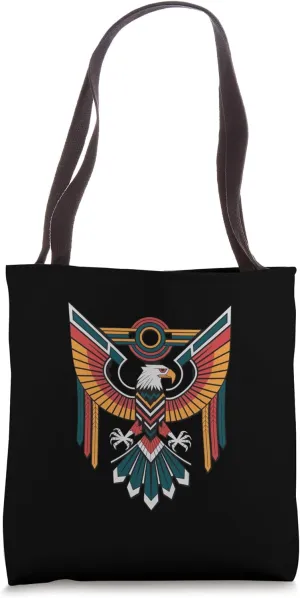 Tribal Eagle Emblem With Geometric Pattern Tote Bag