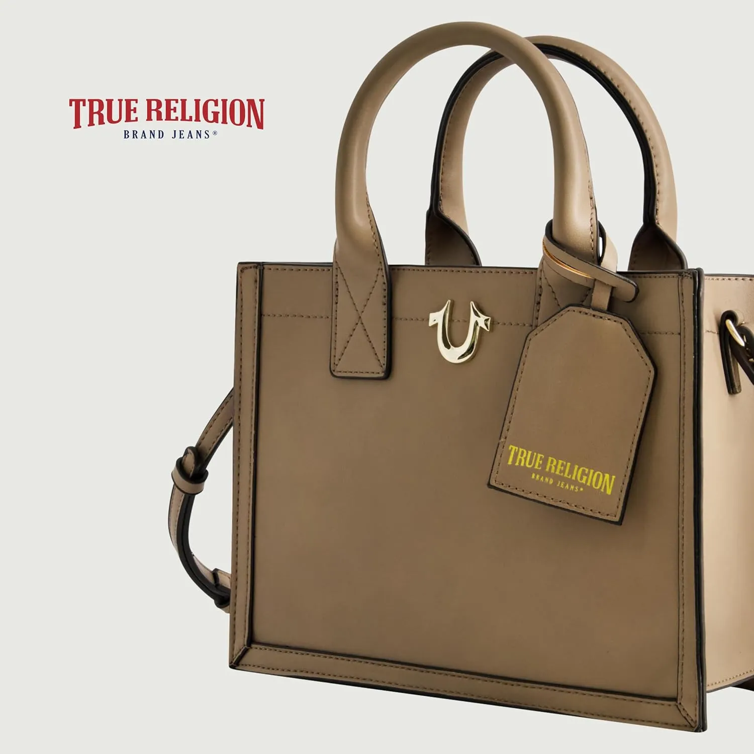 True Religion Tote, Women's Medium Travel Bag with Adjustable Strap and Horseshoe Logo