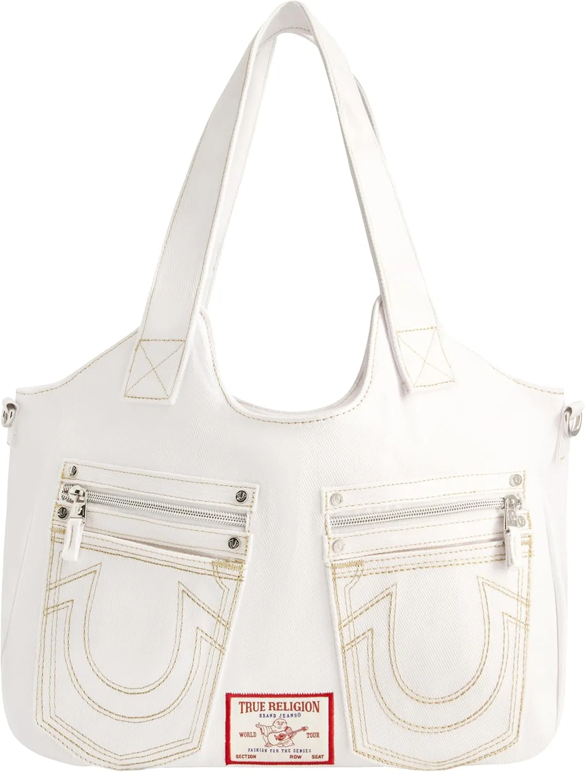 True Religion Women's Satchel Bag, Crossbody Purse Handbag with Horseshoe Logo Stitching