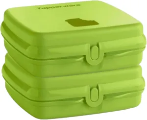 Tupperware Set of Two Sandwich Keepers. Lt Green
