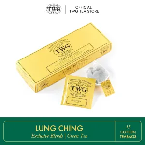 TWG Tea | Lung Ching | Green Tea | Aromatic Jade Infusion | 15 Hand Sewn Cotton Tea Bags | Gift Set