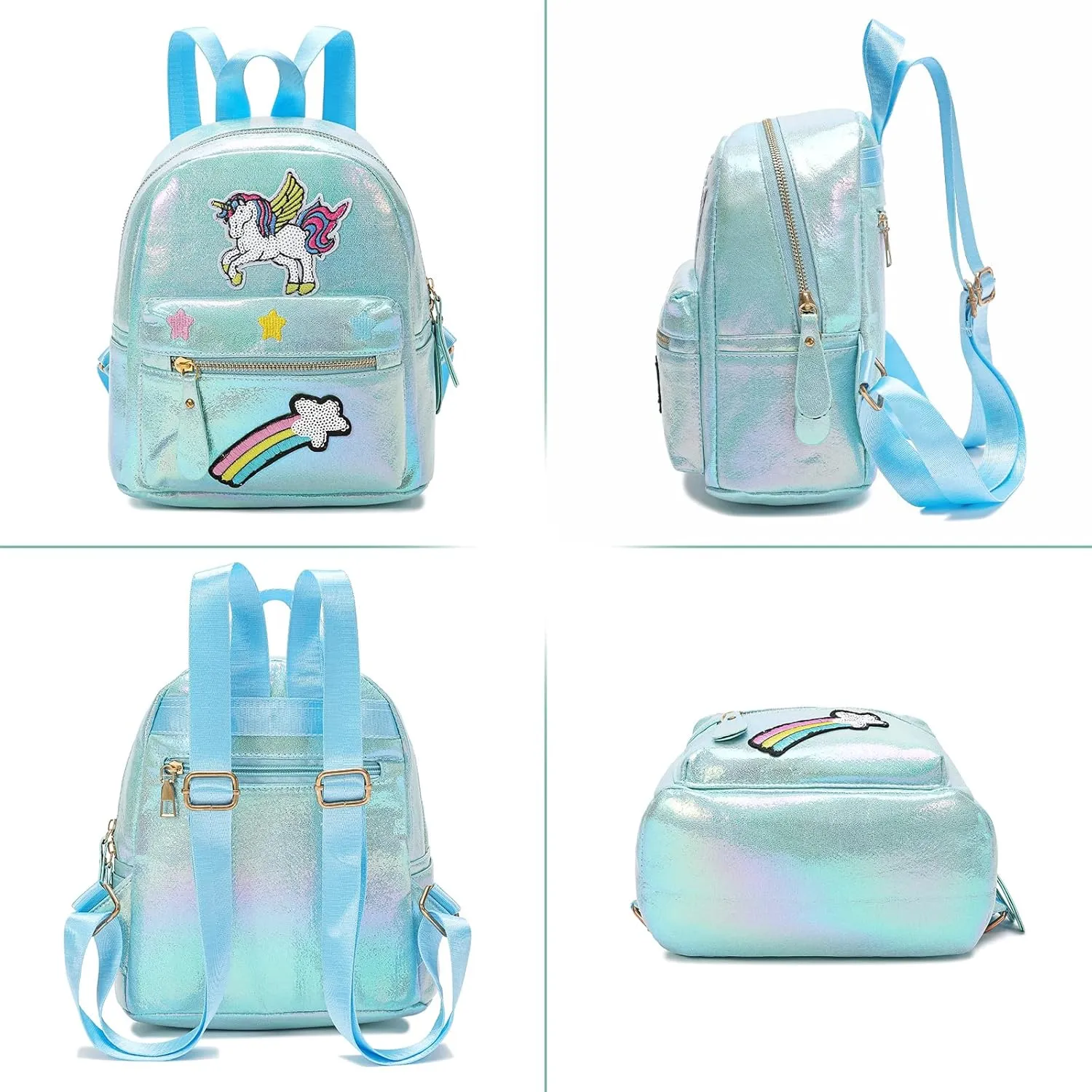 Unicorn Mini Backpack Girls Unicorn Bags Childrens (Blue)