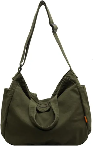 Unisex Canvas Shoulder Bag - Ladies Fashion Shopper for Everyday/Office/School/Travel