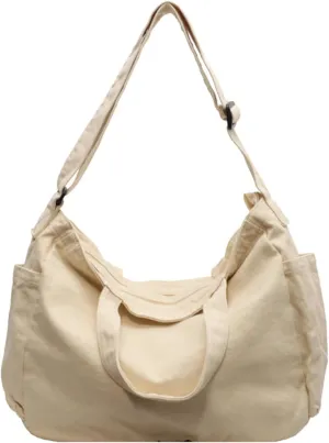 Unisex Canvas Shoulder Bag - Ladies Fashion Shopper for Everyday/Office/School/Travel