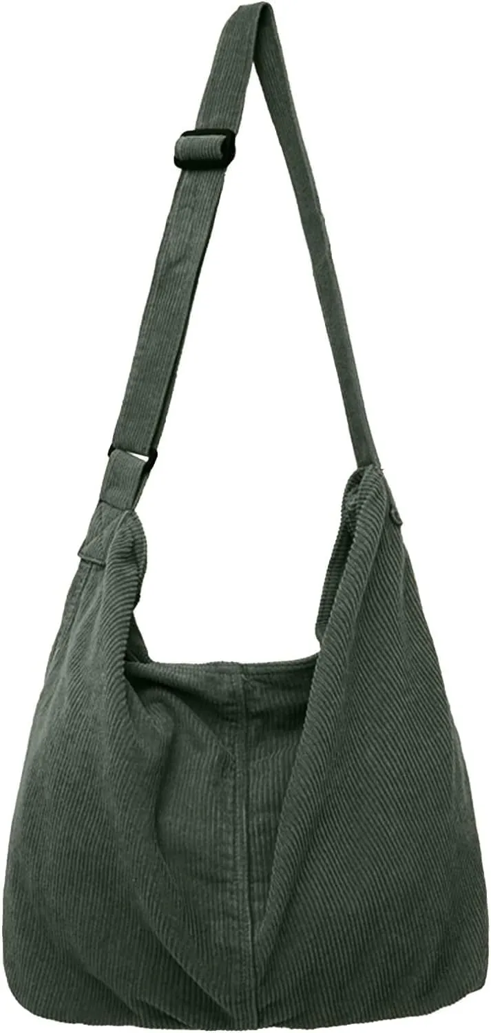 Unisex Corduroy Shoulder Bag - Large Ladies Shopper for Everyday/Office/School/Travelling
