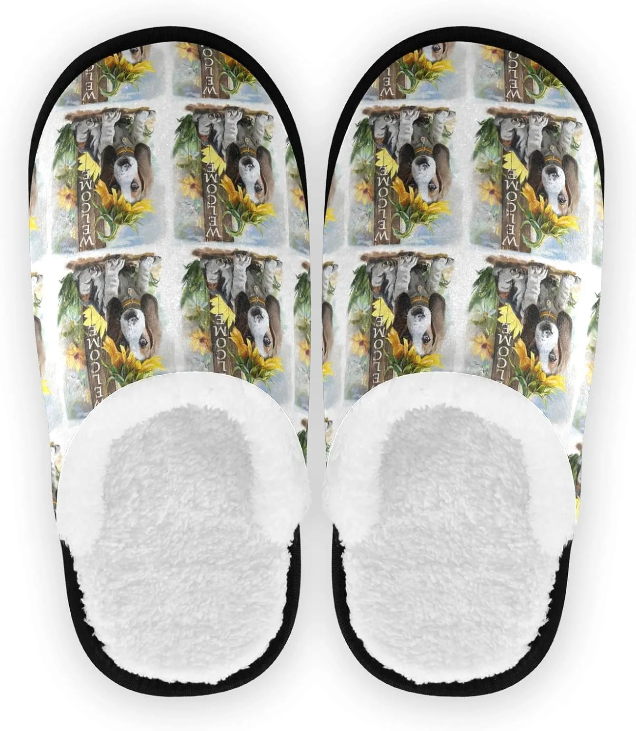 Unisex Slippers Fuzzy Feet Plush Cotton Slippers Anti-Slip Warm House Shoes M/L