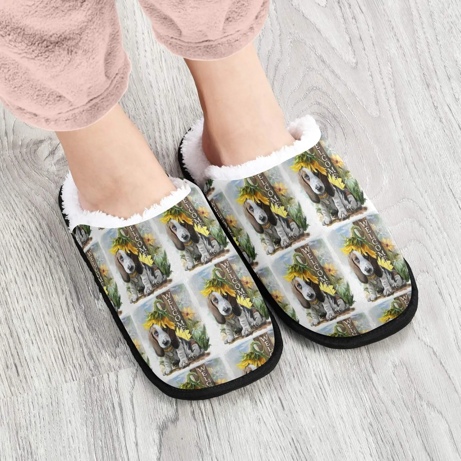 Unisex Slippers Fuzzy Feet Plush Cotton Slippers Anti-Slip Warm House Shoes M/L