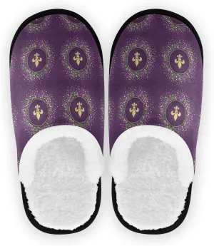 Unisex Slippers Fuzzy Feet Plush Cotton Slippers Anti-Slip Warm House Shoes M/L