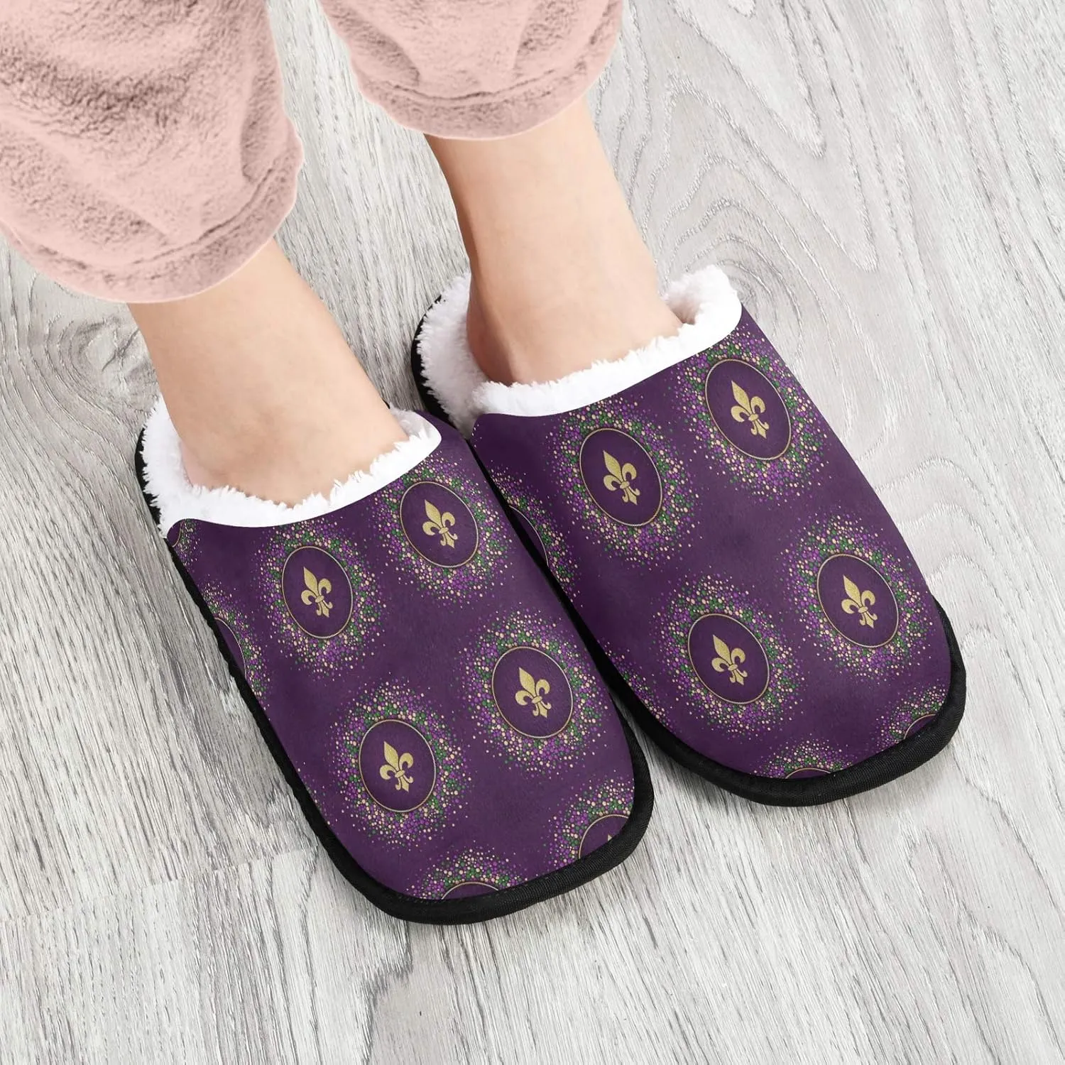 Unisex Slippers Fuzzy Feet Plush Cotton Slippers Anti-Slip Warm House Shoes M/L