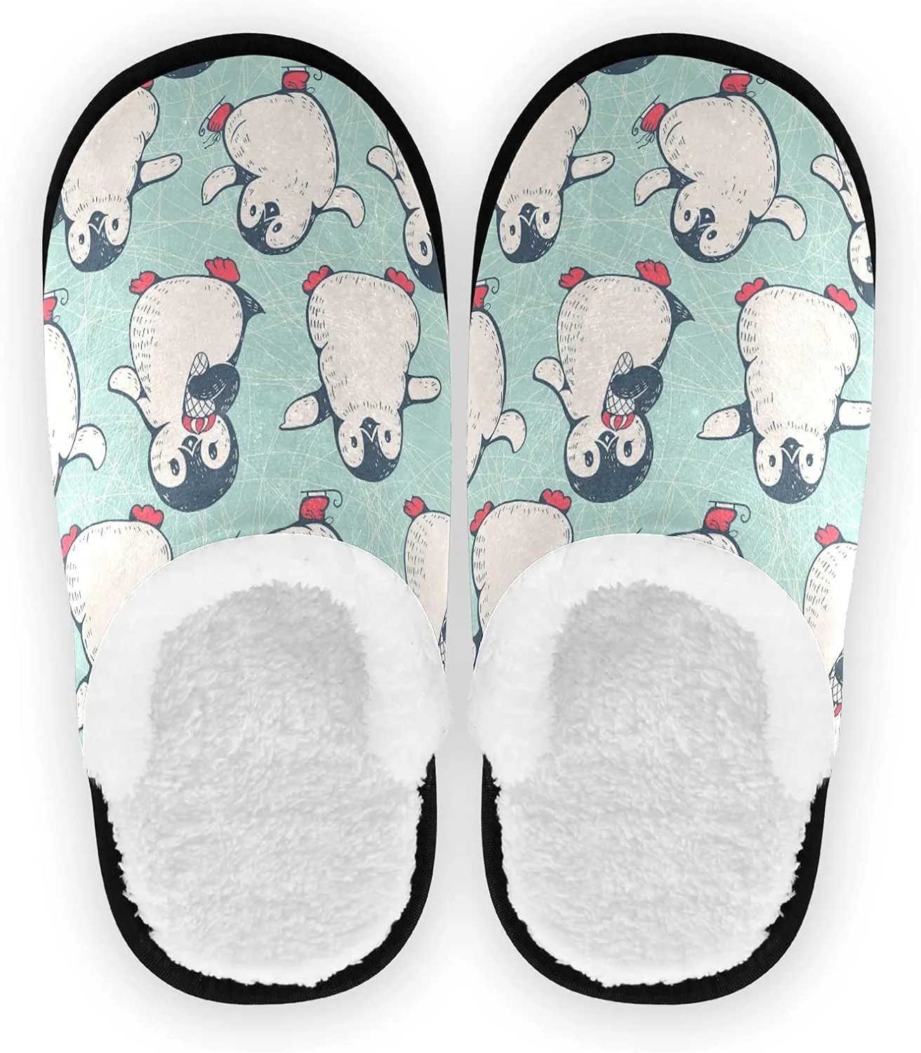Unisex Slippers Fuzzy Feet Plush Slippers Anti-Slip Warm House Shoes M/L