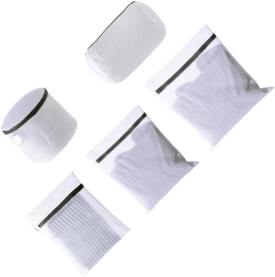 Unomor 5Pcs Delicate Laundry Washing Bags Fine Mesh Net for Washing Machine Intimates Protection Foldable Zippered Design for Travel Home Use