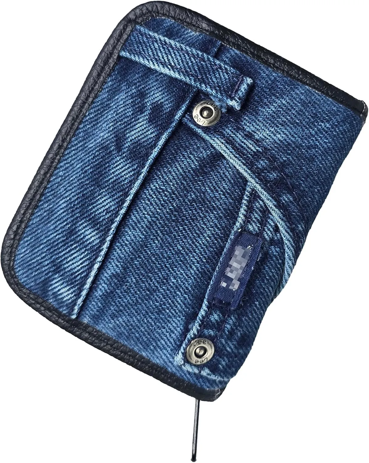 Upcycling Denim Jeans Zipper Around Compact Small Short Wallet Purse for Women