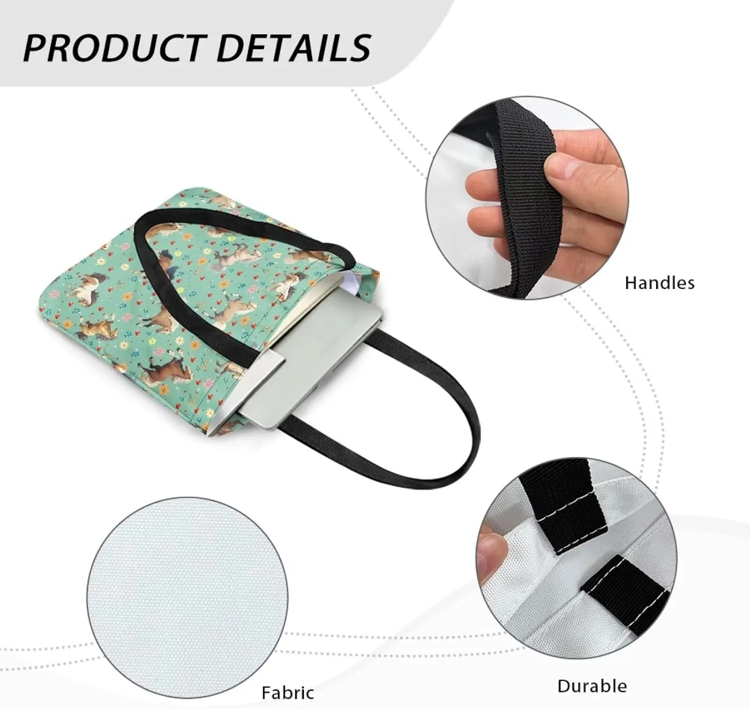 Upetstory Canvas Tote Bag Reusable Grocery Shopping Cloth Bags