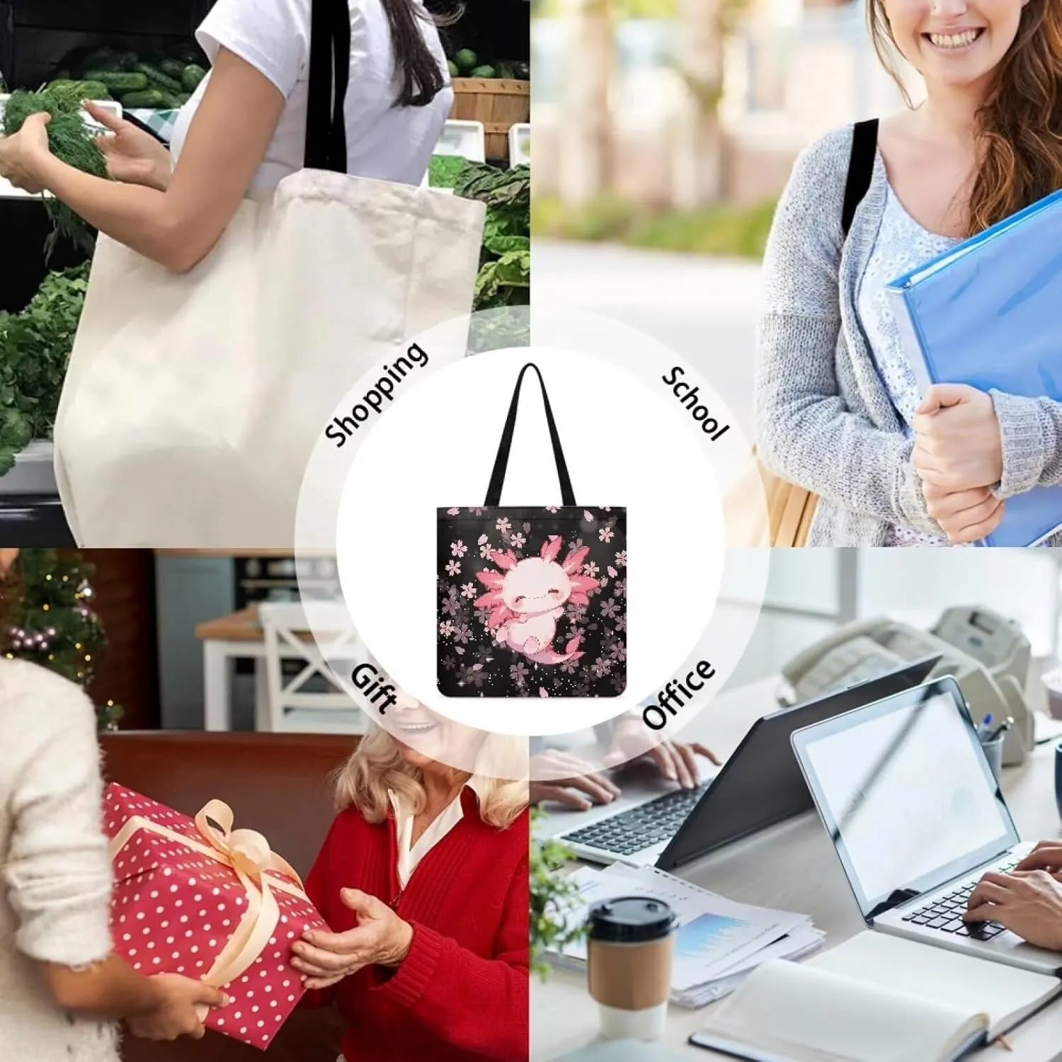 Upetstory Canvas Tote Bag Reusable Grocery Shopping Cloth Bags