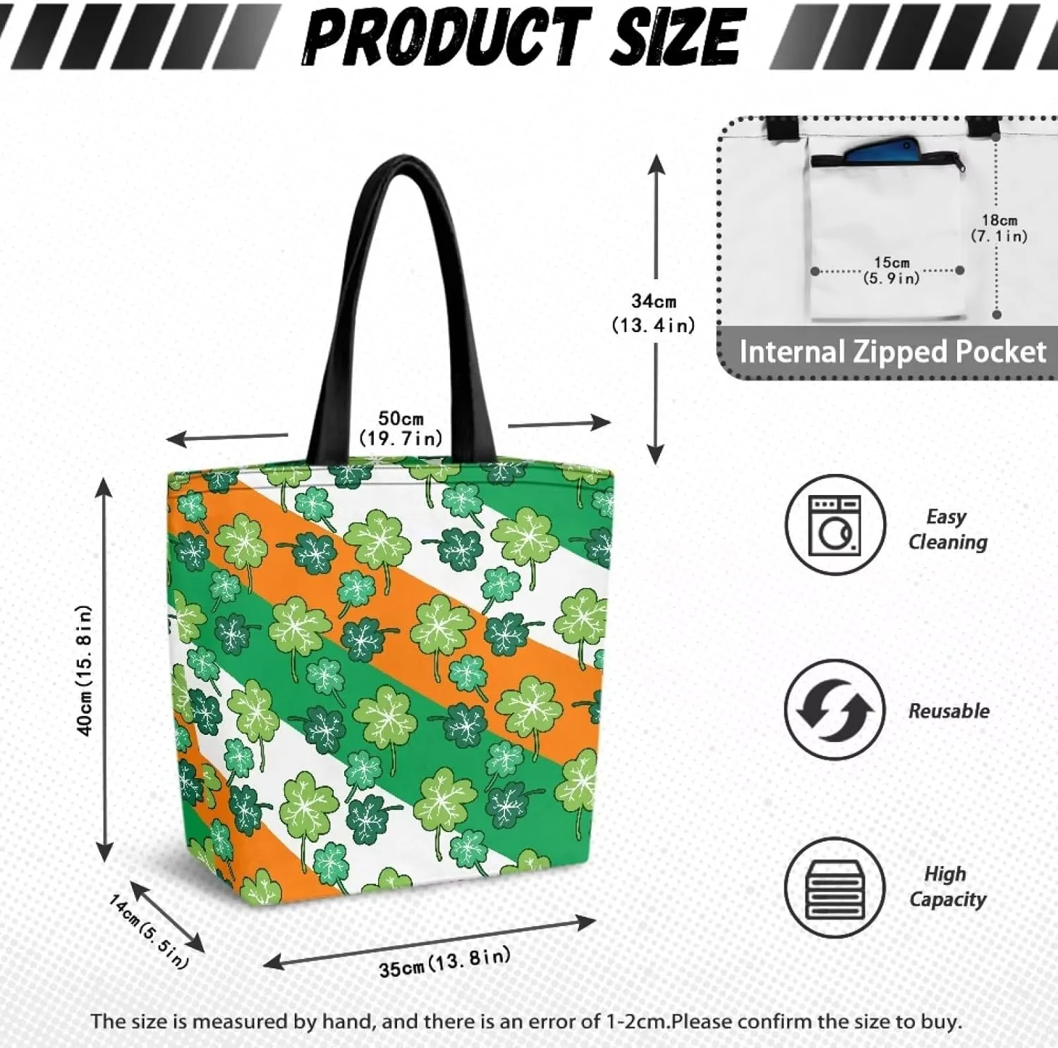 Upetstory Canvas Tote Bag Reusable Shopping Bag Shoulder Handbag for Groceries