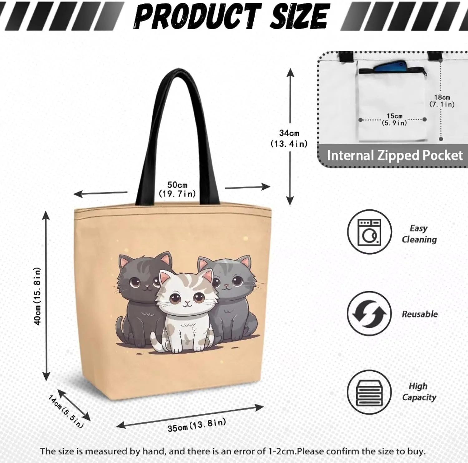 Upetstory Reusable Grocery Shopping Bag Cloth Tote Bags for Adults Teen Girls