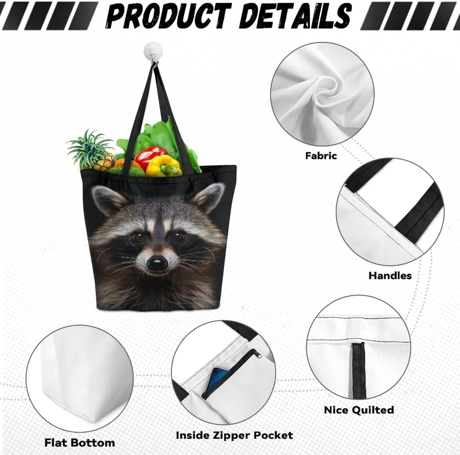 Upetstory Reusable Grocery Shopping Bag Cloth Tote Bags for Adults Teen Girls