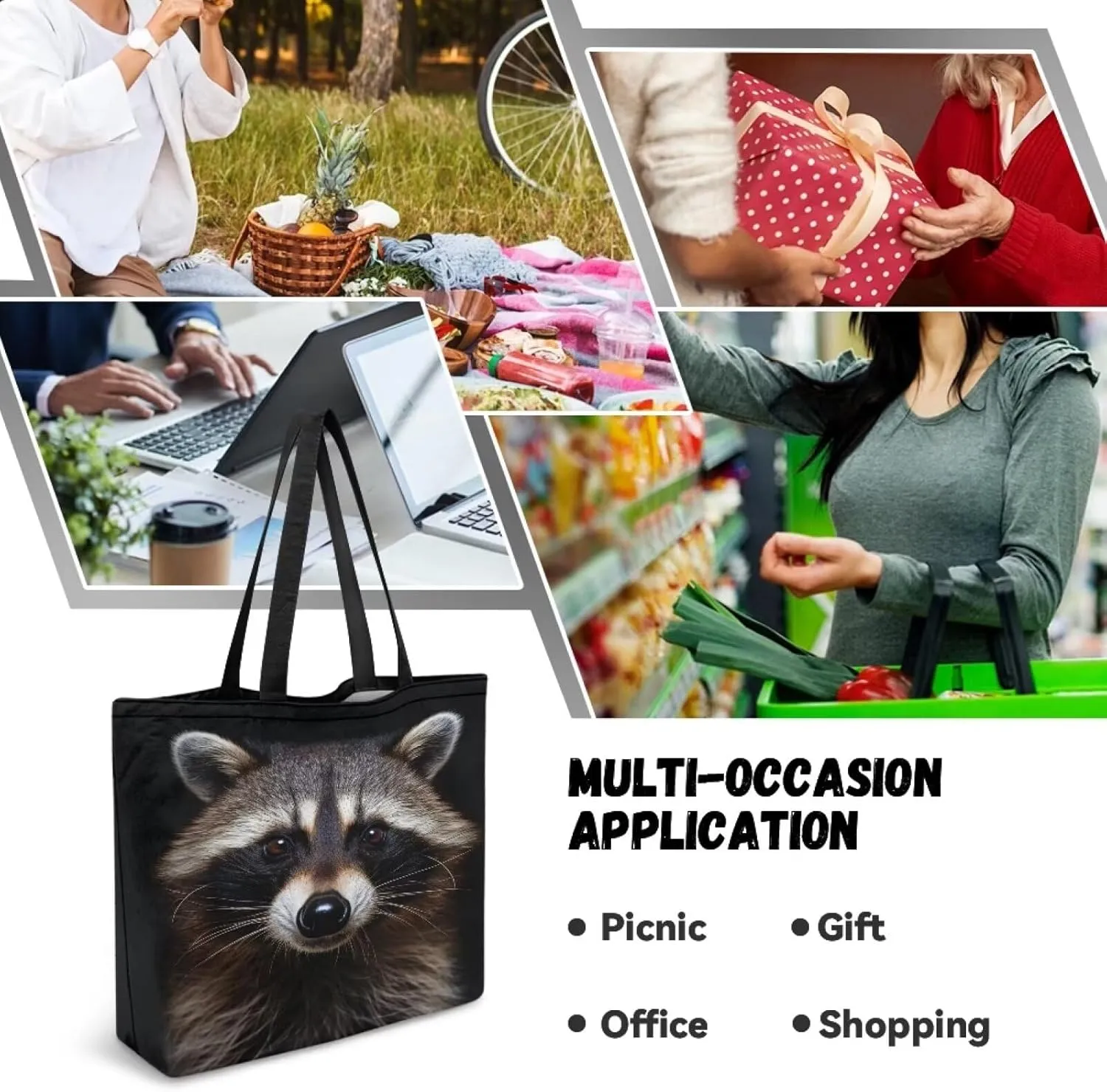 Upetstory Reusable Grocery Shopping Bag Cloth Tote Bags for Adults Teen Girls