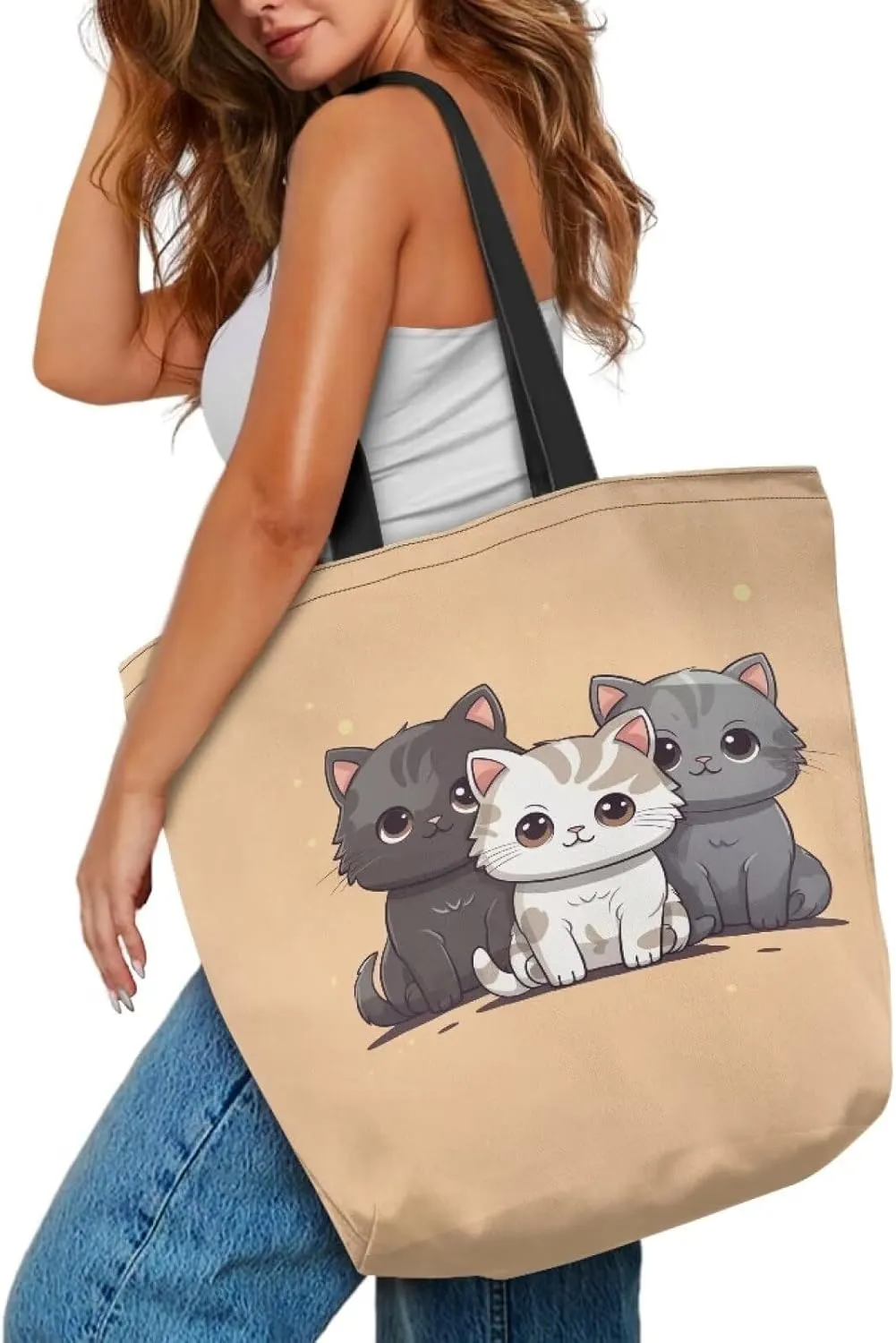 Upetstory Reusable Grocery Shopping Bag Cloth Tote Bags for Adults Teen Girls