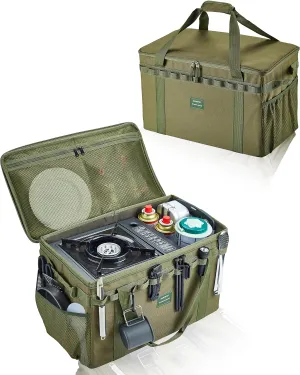 UPWOIGH Tactical Camping Storage Bag 40L – Heavy Duty Duffel with Waterproof Bottom, Collapsible Organizer with 2 Adjustable Dividers, 600D Oxford Fabric, Green Overlanding Gear