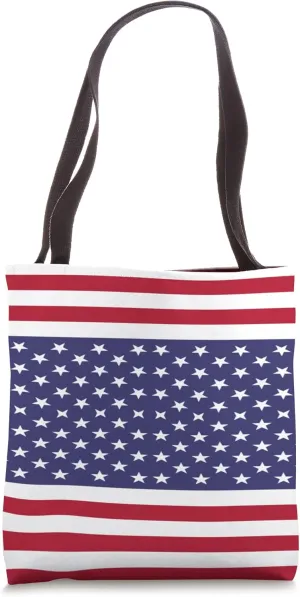 USA Flag Theme Unique Creative Tartan Geometric Tile Pattern Tote Bag