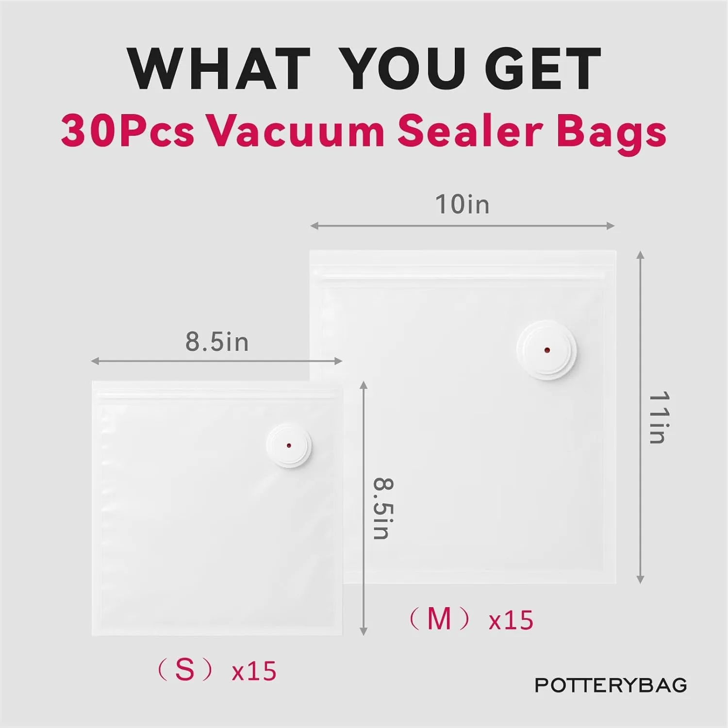 Vacuum Sealer Bags for Food, BPA Free Sous Vide Bags Reusable Compatible With Zwilling/Chef Preserve Vacuum Sealer (8.5x8.5 10x11 inch)