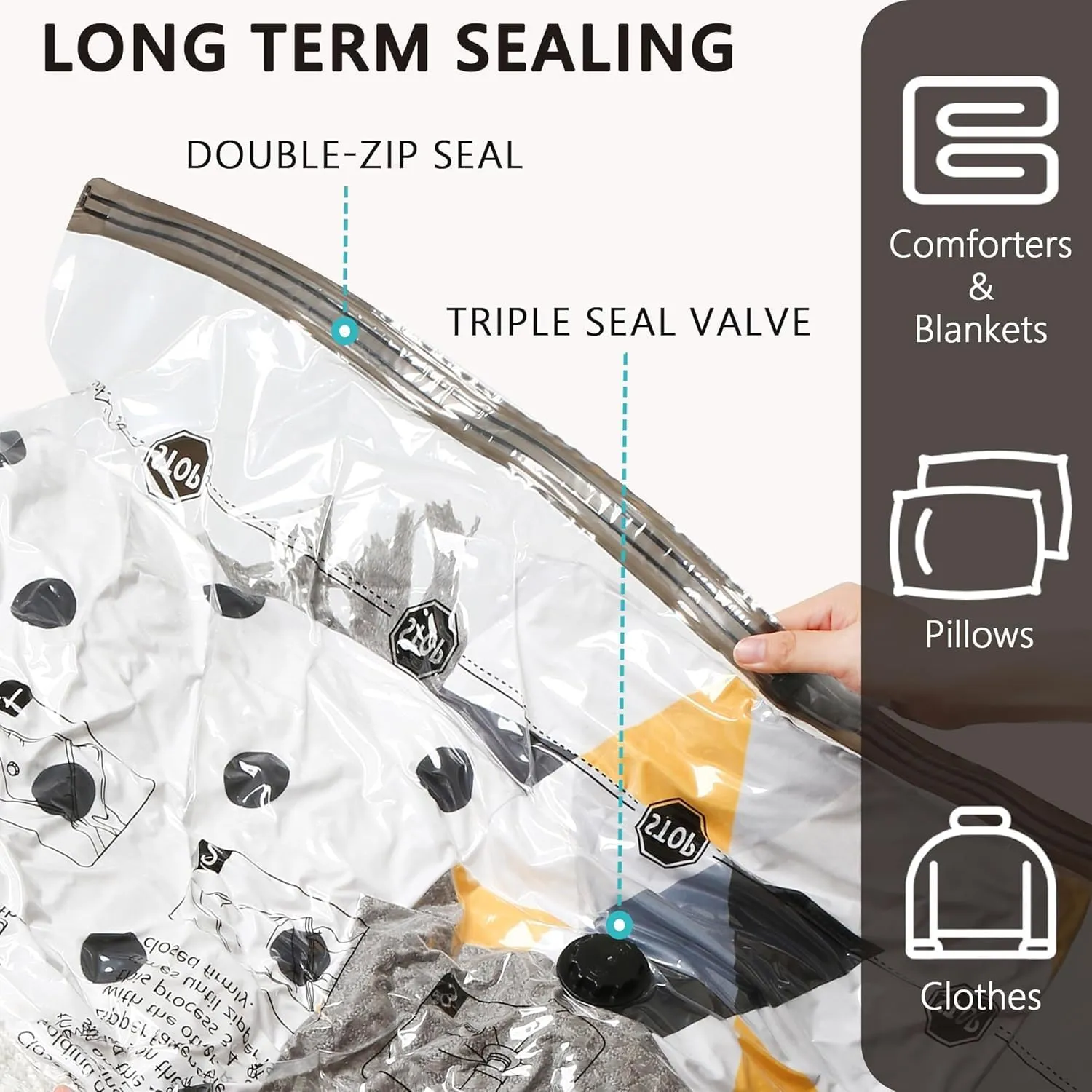 Vacuum Storage Bags 16 Combo, (4 Jumbo, 4 Large, 4 Medium, 4 Small) Space Saver Bags with Travel Hand Pump, Compression Airtight Sealer Bags for Clothes, Pillows, Comforters, Blankets