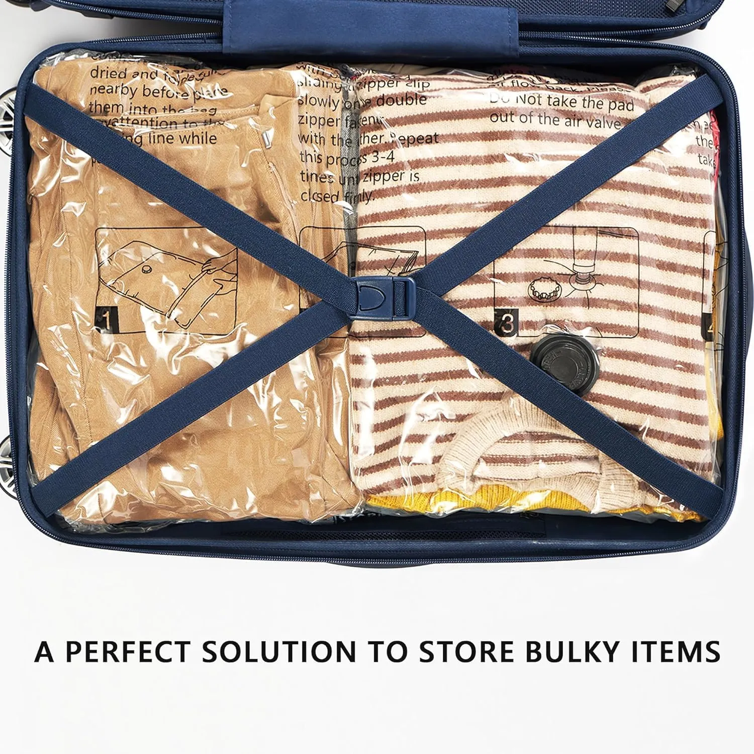 Vacuum Storage Bags 16 Combo, (4 Jumbo, 4 Large, 4 Medium, 4 Small) Space Saver Bags with Travel Hand Pump, Compression Airtight Sealer Bags for Clothes, Pillows, Comforters, Blankets