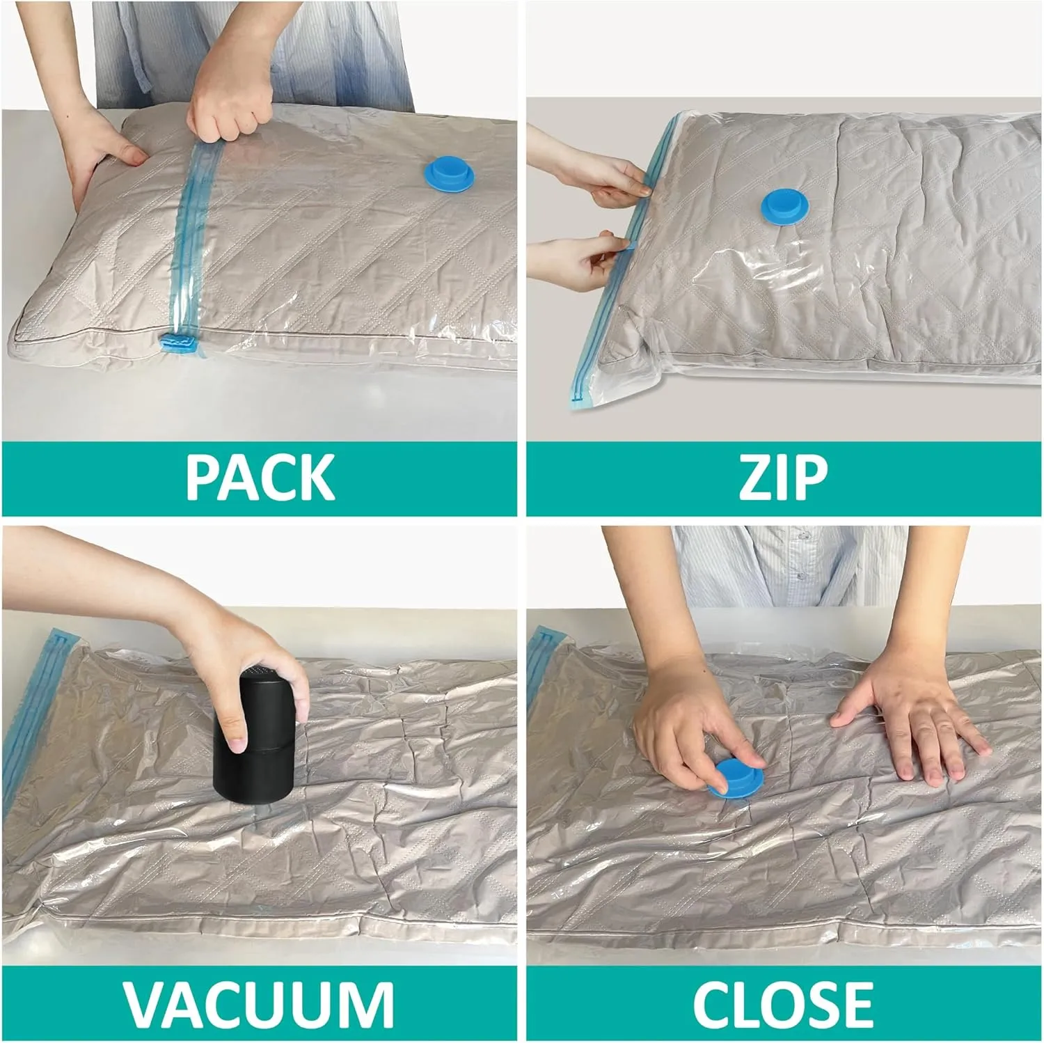 Vacuum Storage Bags with Electric Pump, 14 Pack (3 Jumbo/3 Large/4 Medium/4 Small), Space Saver Bags with Pump, Storage Vacuum Sealed Bags for Clothes, Comforters, Blankets, Bedding