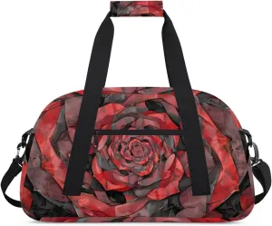 Valentine's Day Crystal Roses Duffle Bag for, Waterproof Sports Gym Bag, Dance Bag, Lightweight Water Resistant Foldable Gym Bag, Sport Duffel Bag Travel Overnight Weekender Bags