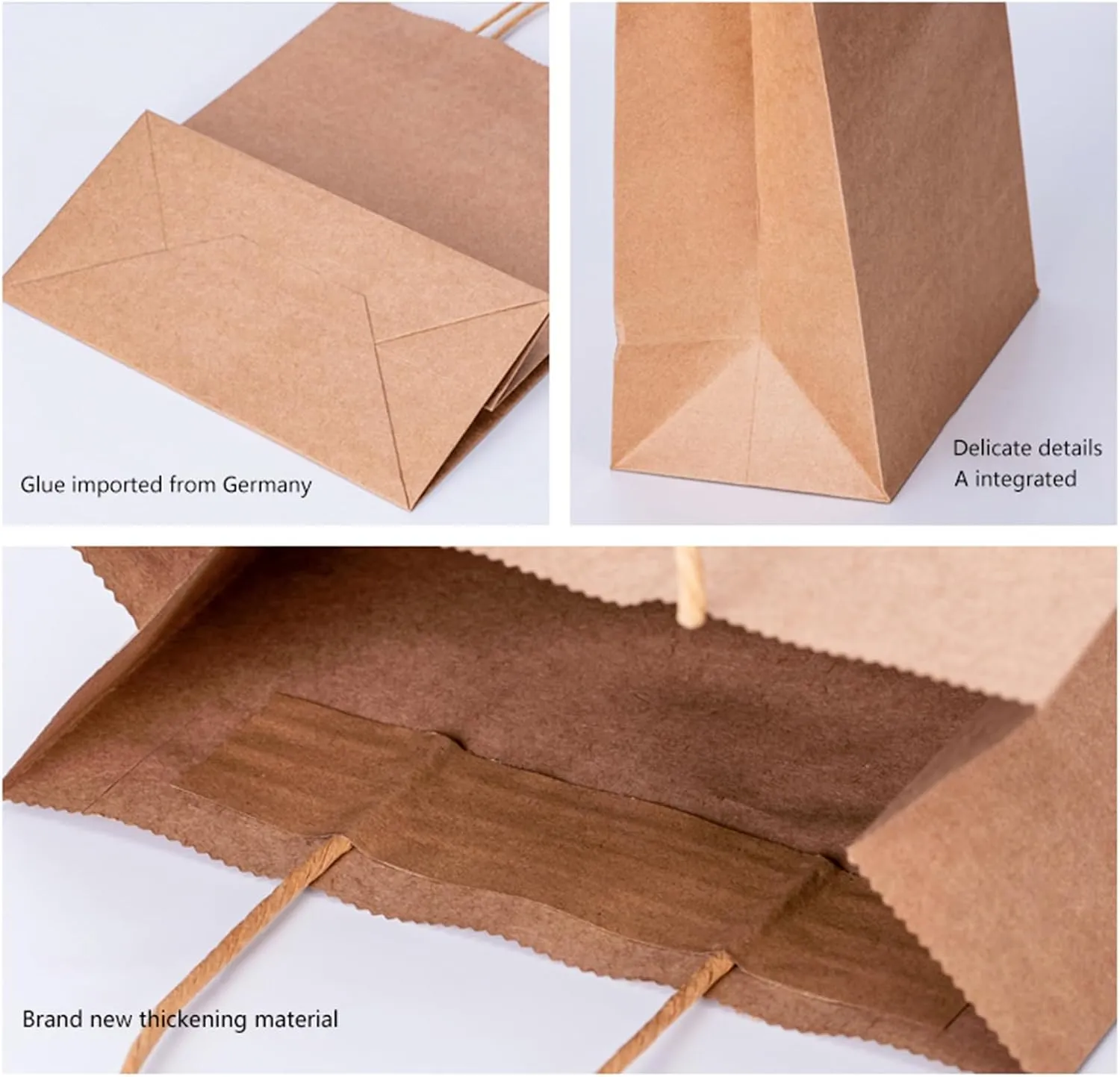 vanhel 100 Pack Brown Paper Bags with Handles,8x4.25x10.5 Inches,Gift Bags Medium Size,Gifts Bag Bulk for Festival,Birthday, Favor,Party,Shopping,Retail Merchandise