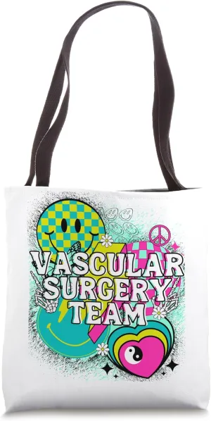 Vascular Surgery Team Nurse Happy Y2K Matching 90s Peace Tote Bag