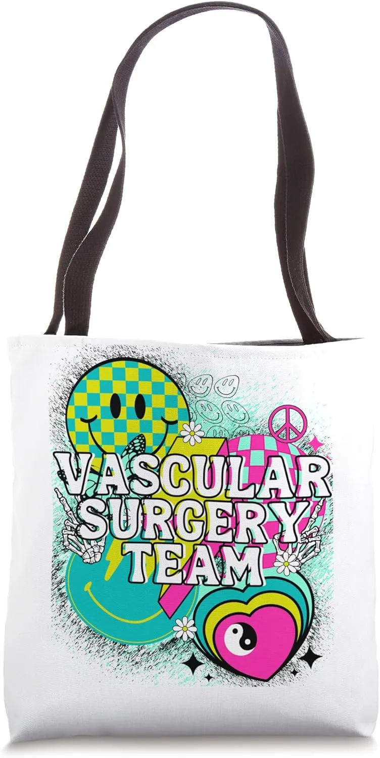 Vascular Surgery Team Nurse Happy Y2K Matching 90s Peace Tote Bag