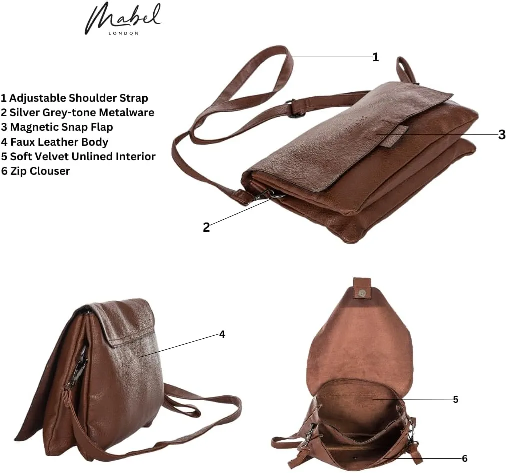 Vegan Leather Crossbody Shoulder Bag for Women – Medium Messenger Purse with Wristlet & Adjustable Strap – Tammy