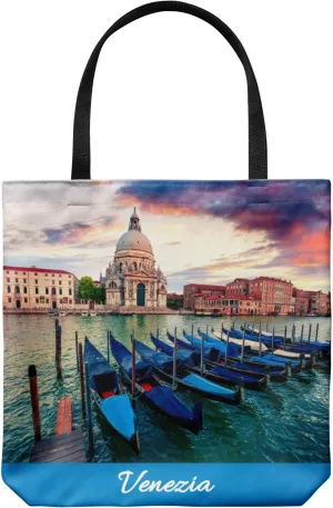 Venice Italy Tote Bag - Casual & Big but Stylish Poplin Shoulder Handbag for Work & Travel