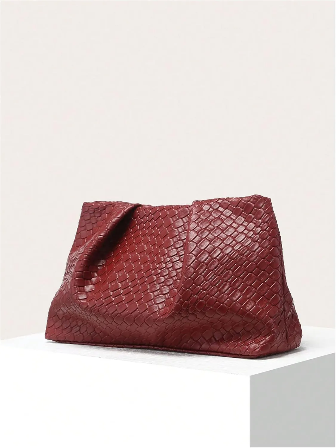 Verdusa Women's Braided Woven Handbags Ruched Clutch Purses Leather Bag