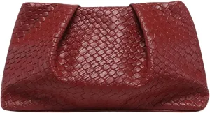 Verdusa Women's Braided Woven Handbags Ruched Clutch Purses Leather Bag