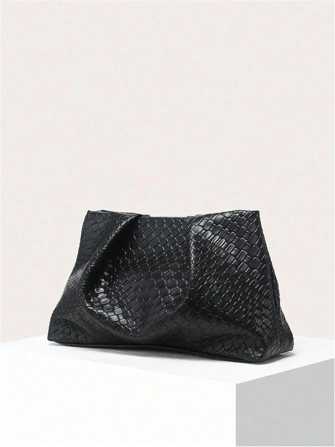 Verdusa Women's Braided Woven Handbags Ruched Clutch Purses Leather Bag