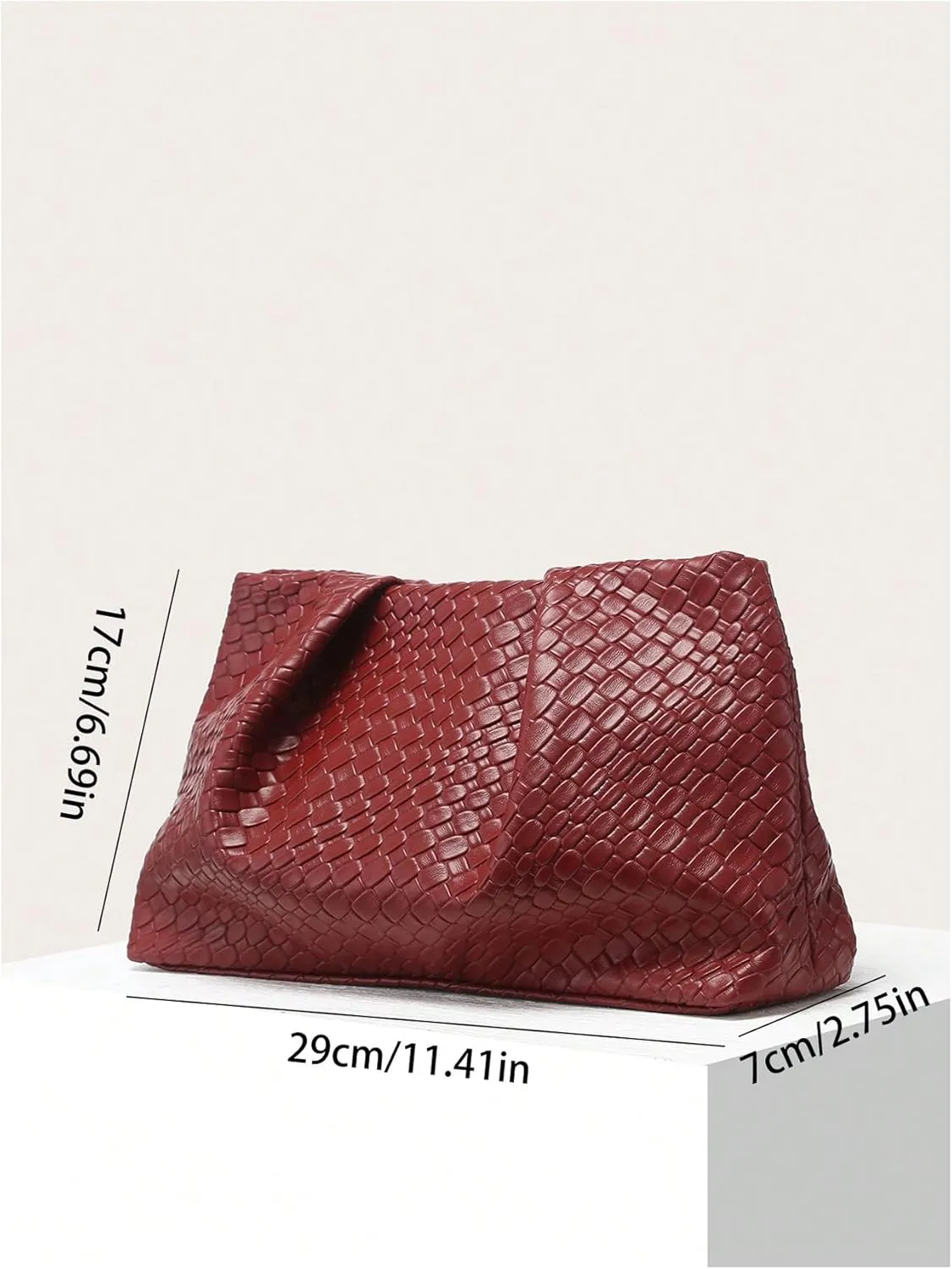 Verdusa Women's Braided Woven Handbags Ruched Clutch Purses Leather Bag