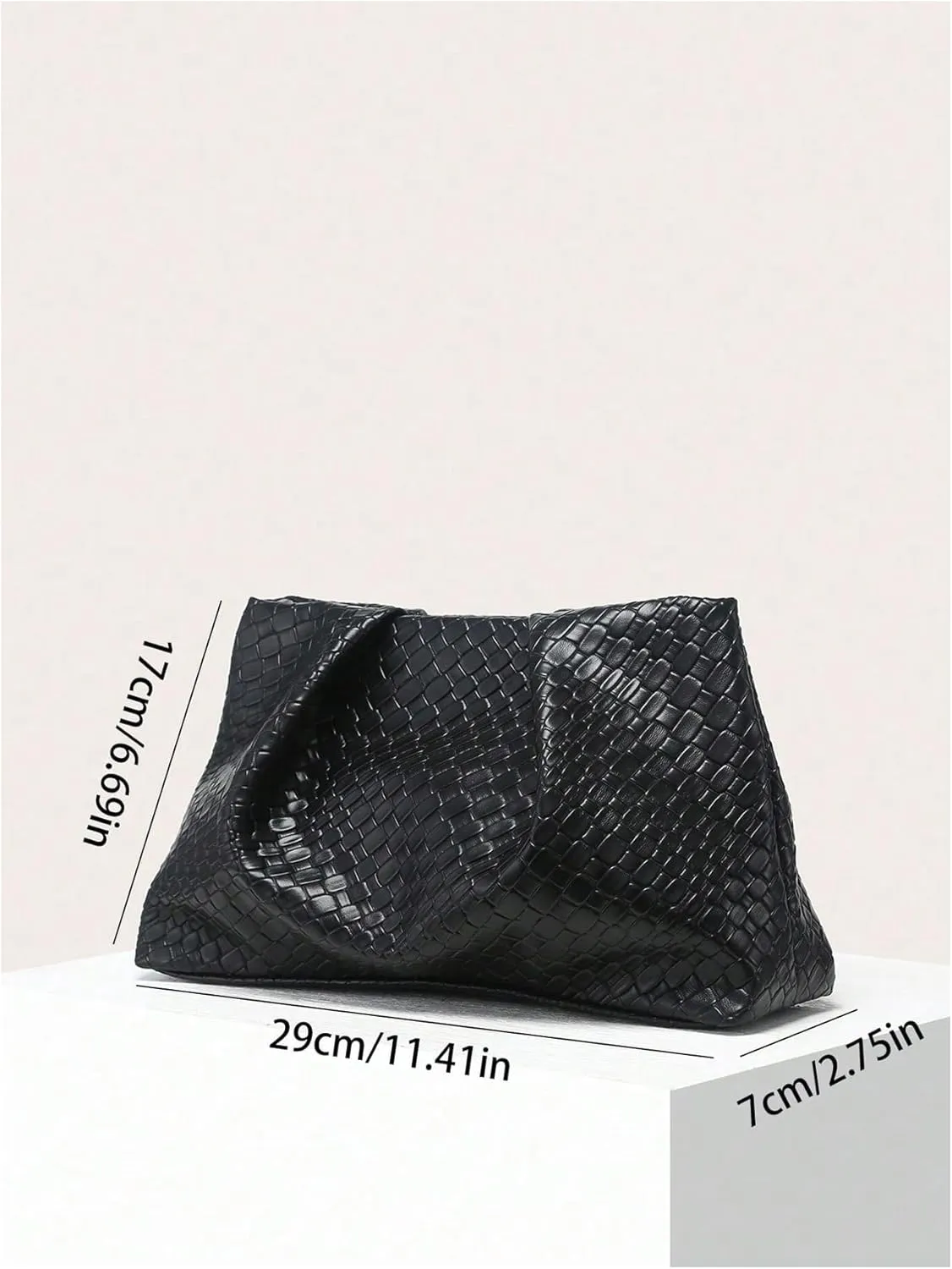 Verdusa Women's Braided Woven Handbags Ruched Clutch Purses Leather Bag