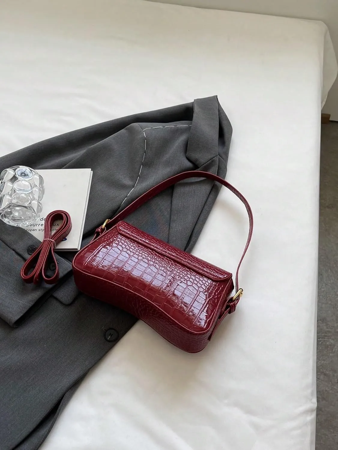 Verdusa Women's Leather Shoulder Bag Clutch Purses Trendy Hobo Crossbody Handbags Y2K Saddle Flap Underarm Purse