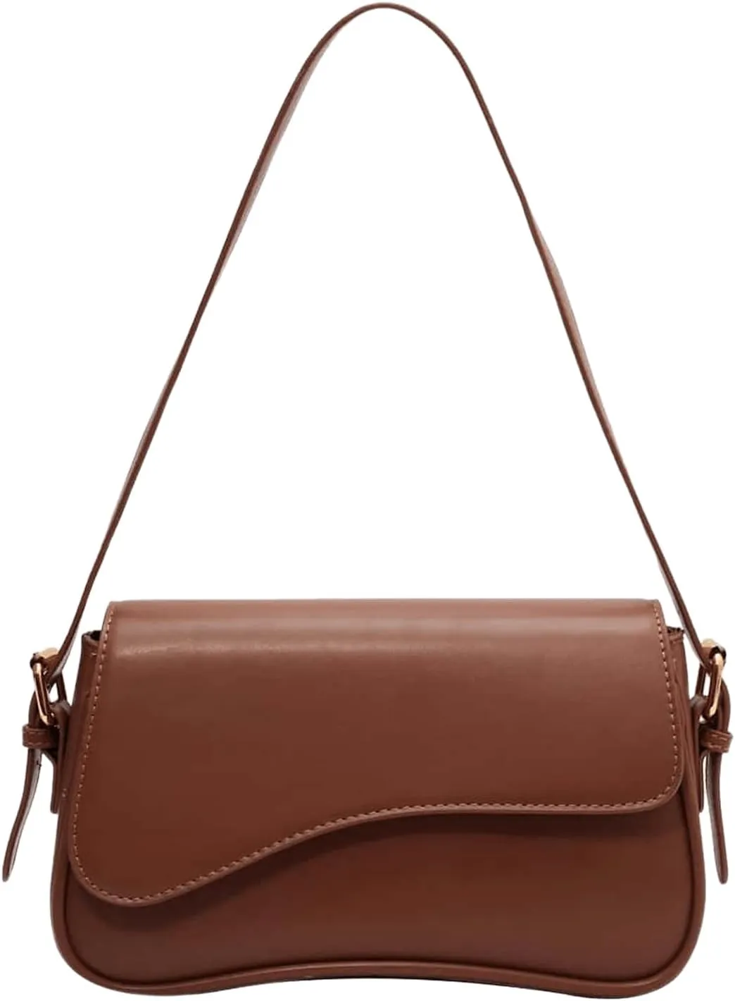 Verdusa Women's Leather Shoulder Bag Clutch Purses Trendy Hobo Crossbody Handbags Y2K Saddle Flap Underarm Purse