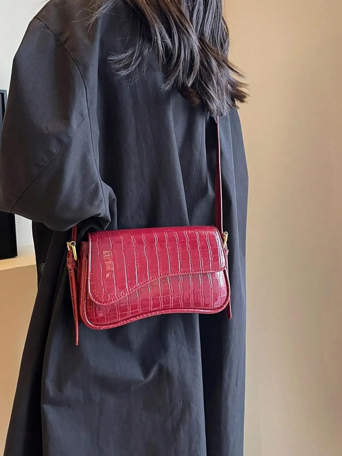 Verdusa Women's Leather Shoulder Bag Clutch Purses Trendy Hobo Crossbody Handbags Y2K Saddle Flap Underarm Purse