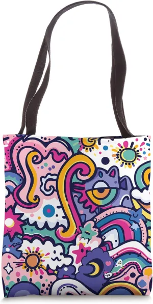 Vibrant Dizzy Abstract Kawaii Pattern Tote Bag
