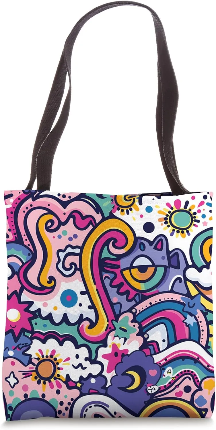 Vibrant Dizzy Abstract Kawaii Pattern Tote Bag