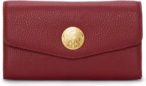 Vince Camuto Women's Crossbody Compact Wallet, Rumba Red Leather with 4 Sections and 4 Pockets