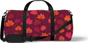 Vintage Abstract Cute Red and Orange Maple Leaves Sports Bag Tote Bag Waterproof Gym Bag with Shoulder Strap Zipper 2 Side Pockets for Men and Women, Travel and Storage Shoulder Bag.